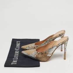 مملوكة مسبقًا Gianvito Rossi Size 36 Silver/Brown Python Leather Mules