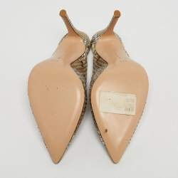 مملوكة مسبقًا Gianvito Rossi Size 36 Silver/Brown Python Leather Mules