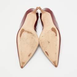 مملوكة مسبقًا Gianvito Rossi Size 39 Burgundy Elastic and Patent Leather Slingback Pumps