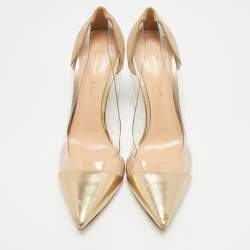 مملوكة مسبقًا Gianvito Rossi Plexi Size 38 Gold/Transparent  Leather and PVC Pumps