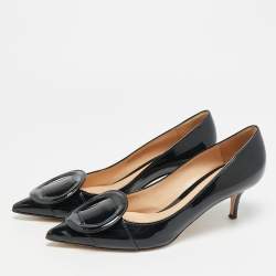 Pre Owned حذاء كعب عالي جيانفيتو روسي روبي جلد أسود لامع مقاس 39