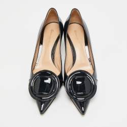 Pre Owned حذاء كعب عالي جيانفيتو روسي روبي جلد أسود لامع مقاس 39