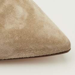 Pre Owned حذاء كعب عالي جيانفيتو روسي مقدمة مدببة سويدي كاكي بيج مقاس 40.5