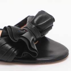 Pre Owned Gianvito Rossi Size 39 Black Leather Bow Slide Sandals