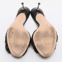 Pre Owned Gianvito Rossi Size 39 Black Leather Bow Slide Sandals