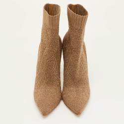 مملوكة مسبقًا حذاء بوت كاحل جيانفيتو روسي مقدمة مدببة قماش مطاطي بني كاكي مقاس 40