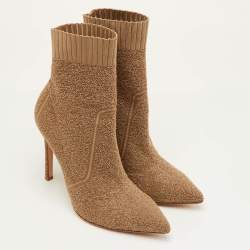 مملوكة مسبقًا حذاء بوت كاحل جيانفيتو روسي مقدمة مدببة قماش مطاطي بني كاكي مقاس 40