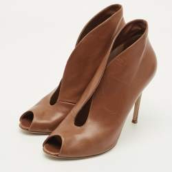 Pre Owned Gianvito Rossi Vamp Size 41 Brown Leather Booties