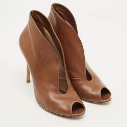 Pre Owned Gianvito Rossi Vamp Size 41 Brown Leather Booties