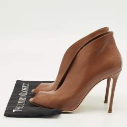 Pre Owned Gianvito Rossi Vamp Size 41 Brown Leather Booties