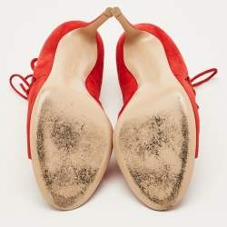 Pre Owned حذاء بوت جيانفيتو روسي برباط من جلد السويد الأحمر مقاس 41