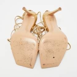 مملوكة مسبقًا صندل جيانفيتو روسي سيلفي جلد ذهبي حزام للكاحل مقاس 37