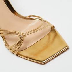 مملوكة مسبقًا صندل جيانفيتو روسي سيلفي جلد ذهبي حزام للكاحل مقاس 37