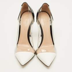 مملوكة مسبقًا Gianvito Rossi Plexi Size 36.5 Black/White Patent Leather and PVC Pumps