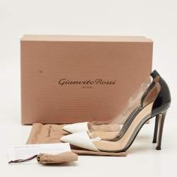 مملوكة مسبقًا Gianvito Rossi Plexi Size 36.5 Black/White Patent Leather and PVC Pumps