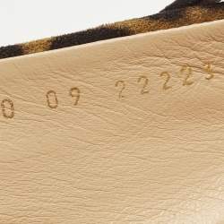 مملوكة مسبقًا Gianvito Rossi Size 41.5 Brown Leopard Print Suede Mary Jane Ballet Flats