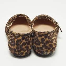 مملوكة مسبقًا Gianvito Rossi Size 41.5 Brown Leopard Print Suede Mary Jane Ballet Flats