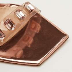 Pre Owned Gianvito Rossi Ribbon Size 39.5 Transparent/Rose Gold Patent Leather and PVC Slingback Sandals