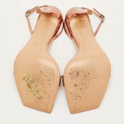 Pre Owned Gianvito Rossi Ribbon Size 39.5 Transparent/Rose Gold Patent Leather and PVC Slingback Sandals