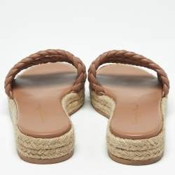 Pre Owned حذاء سلايد إسبادريل جيانفيتو روسي ماربيلا جلد مجدول أبيض مقاس 37.5