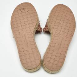 Pre Owned حذاء سلايد إسبادريل جيانفيتو روسي ماربيلا جلد مجدول أبيض مقاس 37.5