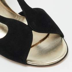 Pre Owned Gianvito Rossi Camoscio Size 38 Black Suede Slingback Sandals