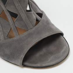 مملوكة مسبقًا صندل جيانفيتو روسي ماكسين سويدي رصاصي قصات بحزام للكاحل مقاس 39 