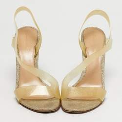 Pre Owned Gianvito Rossi Metropolis Size 37 Metallic/Transparent Glitter and PVC Slingback Sandals
