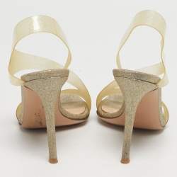 Pre Owned Gianvito Rossi Metropolis Size 37 Metallic/Transparent Glitter and PVC Slingback Sandals