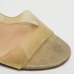 Pre Owned Gianvito Rossi Metropolis Size 37 Metallic/Transparent Glitter and PVC Slingback Sandals