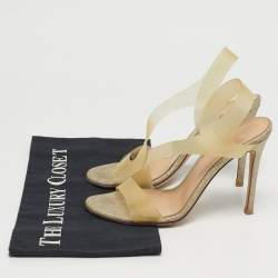 Pre Owned Gianvito Rossi Metropolis Size 37 Metallic/Transparent Glitter and PVC Slingback Sandals