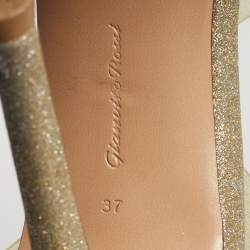 Pre Owned Gianvito Rossi Metropolis Size 37 Metallic/Transparent Glitter and PVC Slingback Sandals