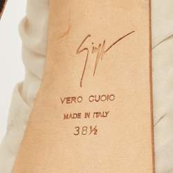 Pre Owned حذاء كعب عالي جيانفيتو روسي قماش بيدج بتصميم مجعد مقدمة مفتوحة و منصة مقاس 38.5