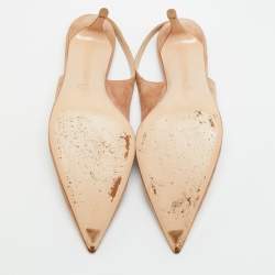 مملوكة مسبقًا حذاء كعب عالي جيانفيتو روسي سويدي بيج بحزام خلفي مقاس 40.5