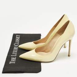 Pre Owned حذاء كعب عالي جيانفيتو روسي جلد لامع أصفر مقدمة مدببة مقاس 39