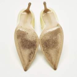 Pre Owned حذاء كعب عالي جيانفيتو روسي جلد لامع أصفر مقدمة مدببة مقاس 39