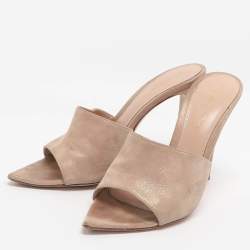 Pre Owned صندل سلايد غينافيتو روسي إللي سويدي بيج لامع مقاس 39