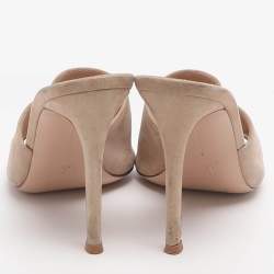 Pre Owned صندل سلايد غينافيتو روسي إللي سويدي بيج لامع مقاس 39