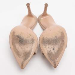 Pre Owned صندل سلايد غينافيتو روسي إللي سويدي بيج لامع مقاس 39