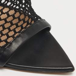 مملوكة مسبقًا Gianvito Rossi Alisia Black Mesh and Leather Slide Sandals Size 39