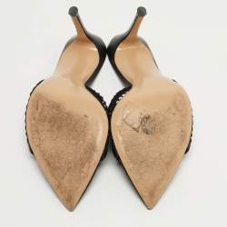 مملوكة مسبقًا Gianvito Rossi Alisia Black Mesh and Leather Slide Sandals Size 39