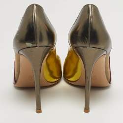 Pre Owned Gianvito Rossi Paneled Size 41 Multicolor Mesh and Patent Leather Pumps