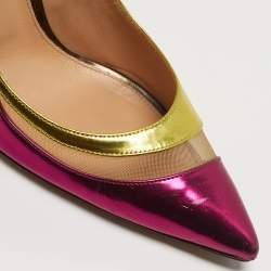 Pre Owned Gianvito Rossi Paneled Size 41 Multicolor Mesh and Patent Leather Pumps