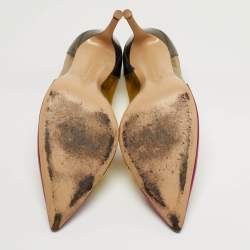 Pre Owned Gianvito Rossi Paneled Size 41 Multicolor Mesh and Patent Leather Pumps