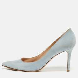 Pre Owned Gianvito Rossi Gianvito 85 Size 41 Blue Suede Pumps