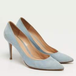 Pre Owned Gianvito Rossi Gianvito 85 Size 41 Blue Suede Pumps