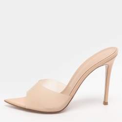 Pre Owned Gianvito Rossi Elle Size 39 Beige PVC Slide Sandals