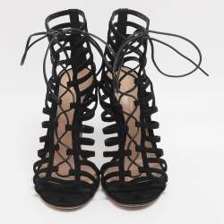 مملوكة مسبقًا Gianvito Rossi Size 39.5 Black Suede Gladiator Sandals