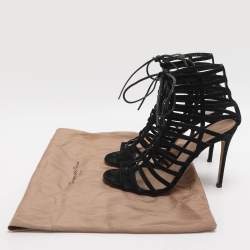 مملوكة مسبقًا Gianvito Rossi Size 39.5 Black Suede Gladiator Sandals