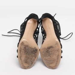 مملوكة مسبقًا Gianvito Rossi Size 39.5 Black Suede Gladiator Sandals